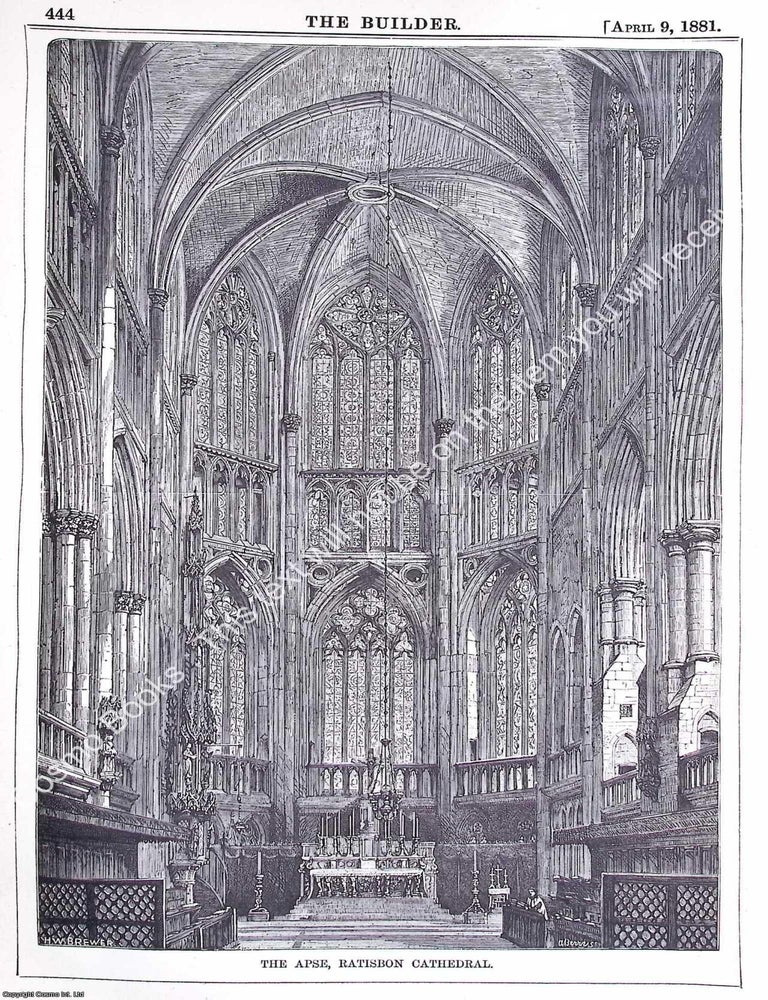 Item #631074 1881 : The Apse, Ratisbon Cathedral. An original page from The Builder. An...