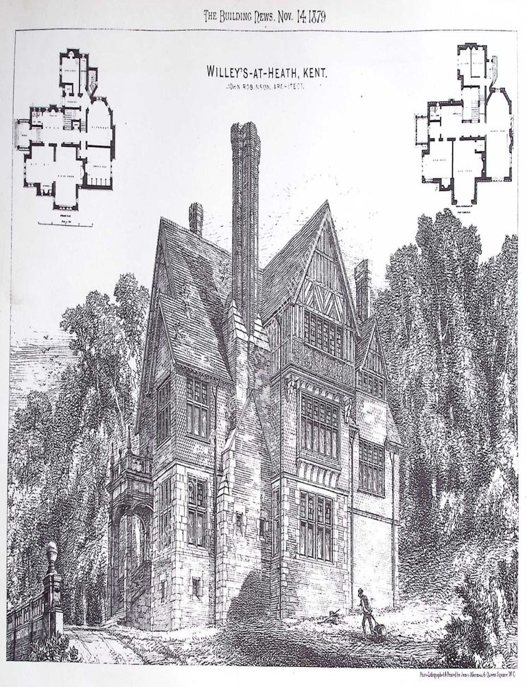 Item #631342 1879 : Willey's at Heath, Kent. John Robinson, Architect. An original page from The...