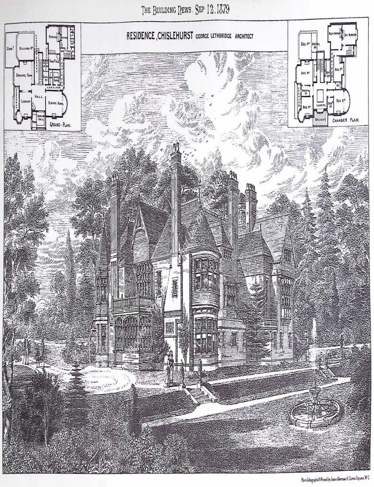 Item #631359 1879 : Chiselhurst Residence. George Lethbridge, Architect. An original page from...