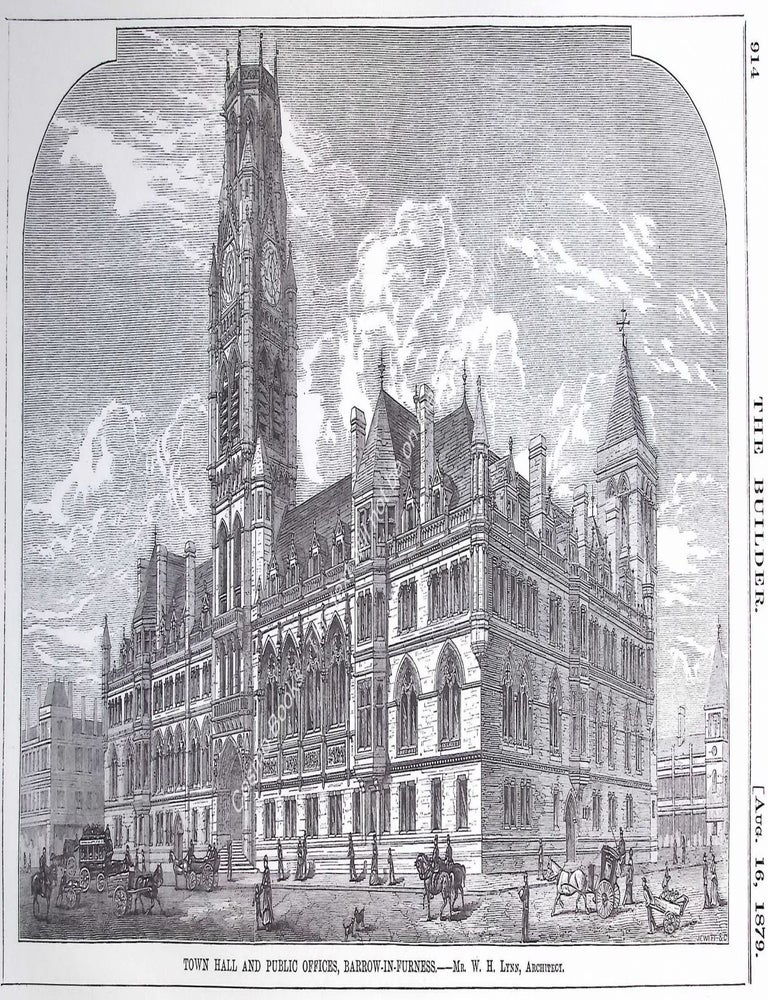 Item #631428 1879 : Town Hall and Public Offices, Barrow-In-Furness. W. H. Lynn, Architects. An...