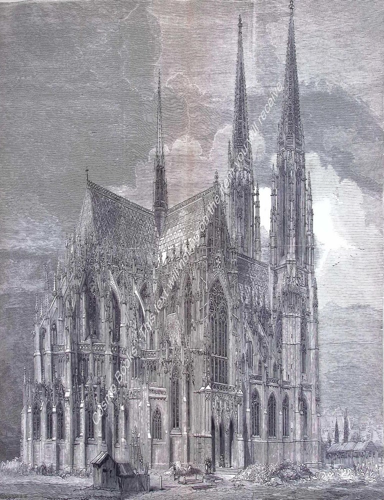 Item #631501 1876 : The Votive Church, Vienna. H. Ferstel, Architect. An original page from The...