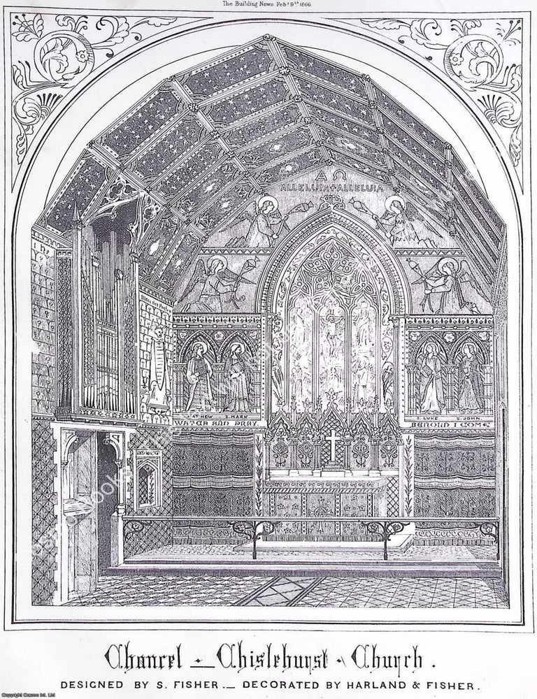 Item #631774 1866 : Chancel Chislehurst Church. An original page from The Building News. An...