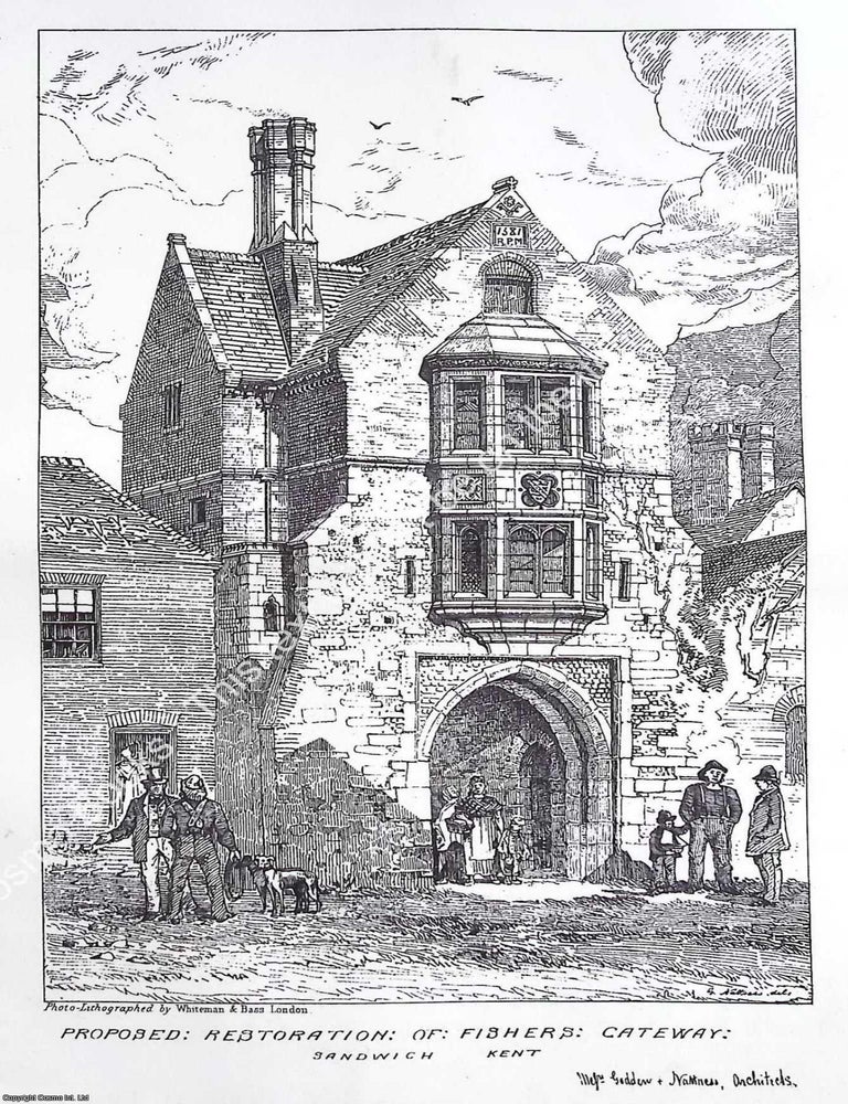 Item #631859 1872 : Fishers Gateway, Sandwich, Kent. An original page from The Building News. An...