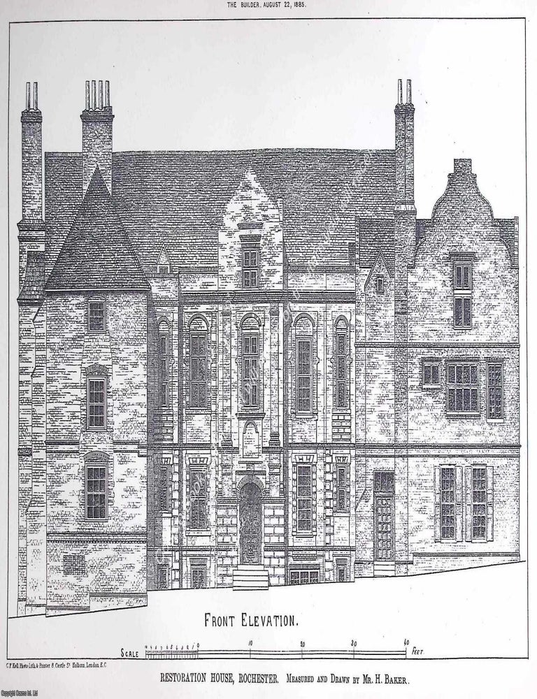 Item #631926 1885 : Restoration House, Rochester. An original page from The Builder. An...