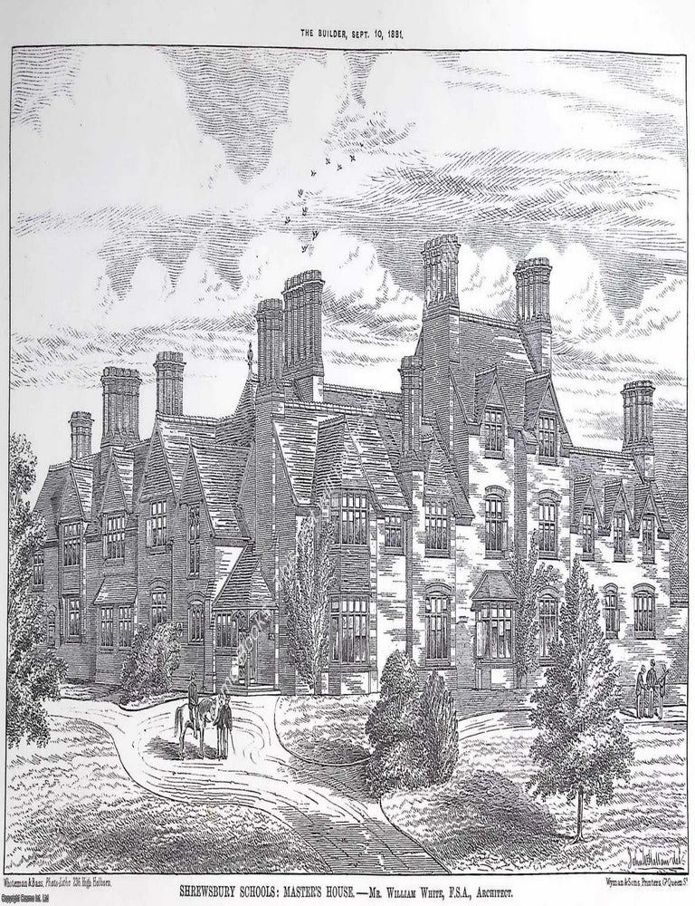 Item #632053 1881 : Shrewsbury Schools: Master's House. William White, Architect. An original...