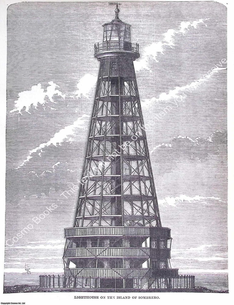Item #632089 1869 : A Lighthouse on The Island of Sombrero. An original page from The Building...