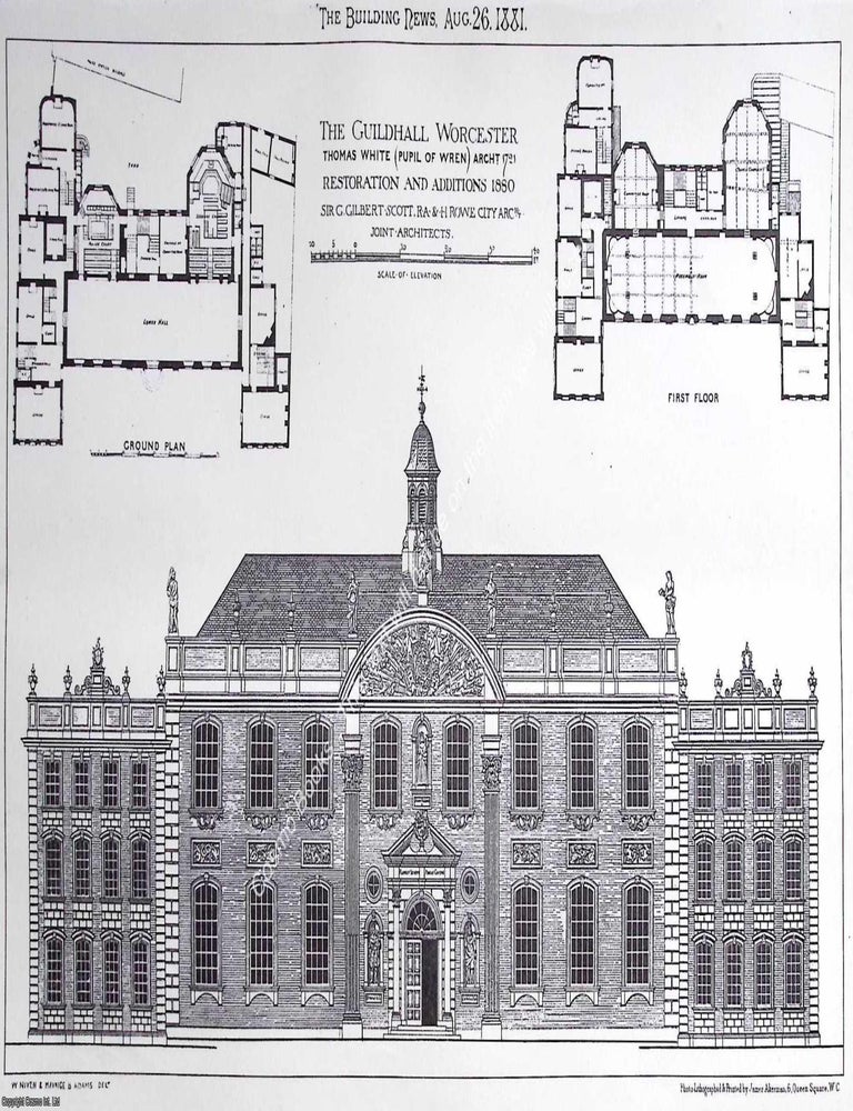 Item #632136 1881 : The Guildhall, Worcester. Thomas White, Architect. An original page from The...