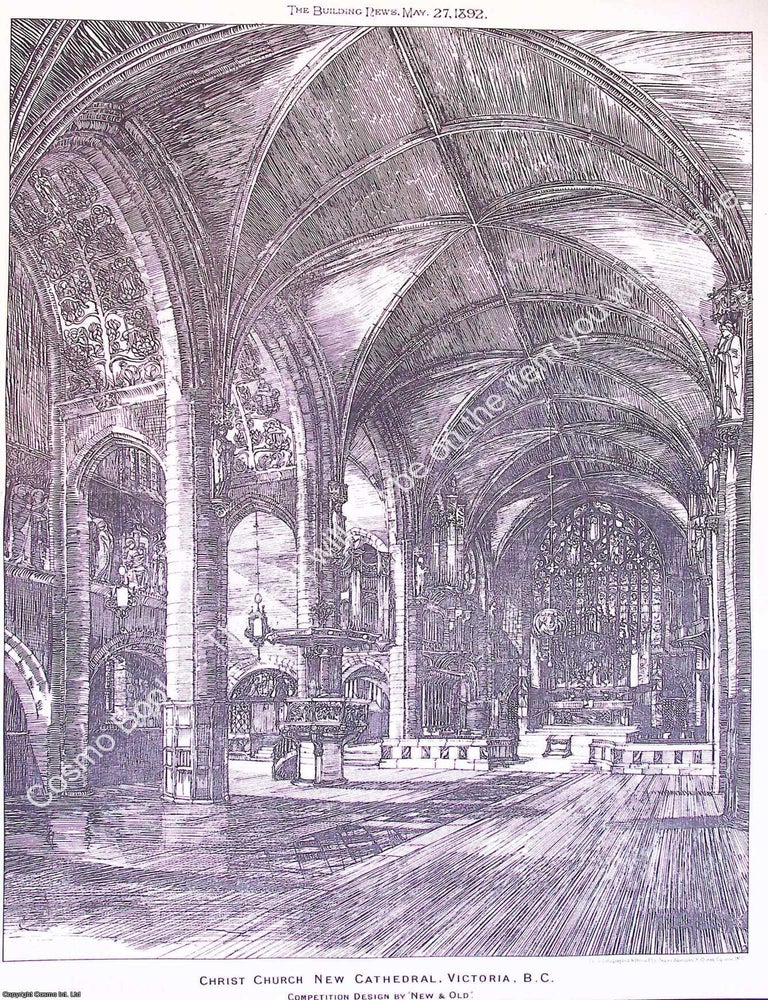 Item #632318 1892 : Christ Church Cathedral, Victoria, B.C. An original page from The Building...