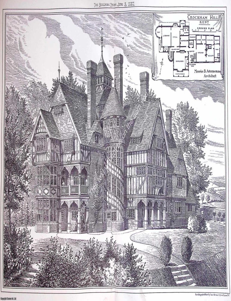 Item #632358 1887 : Crockham Hill, Kent. Maurice B. Adams, Architect. An original page from The...