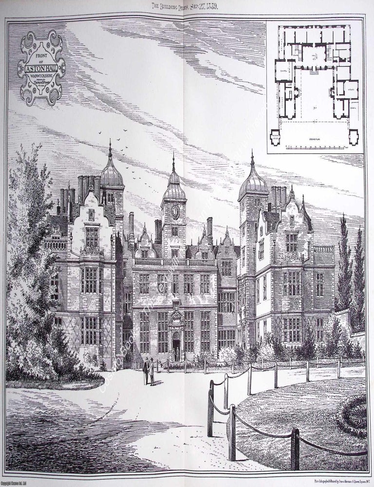 Item #632457 1889 : Aston Hall Front, Warwickshire. Maurice B. Adams, Architect. An original page...