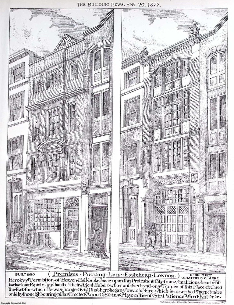 Item #632506 1877 : Premises, Pudding Lane, Eastcheap, London. T. Chatfield Clarke, Architect. An...