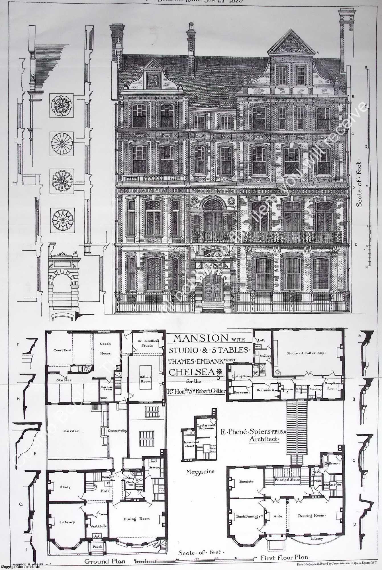 1879 : Mansion with Studio and Stables, Thames Embankment, Chelsea ...