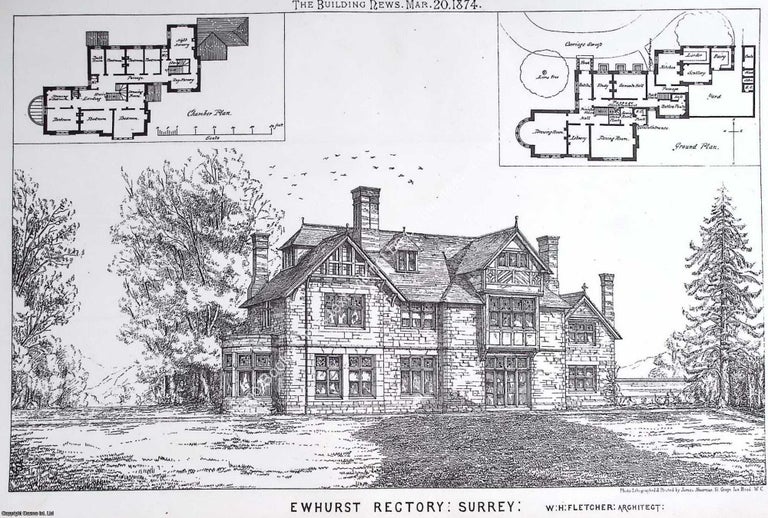 Item #632619 1874 : Ewhurst Rectory, Surrey. W. H. Fletcher, Architect. An original page from The...