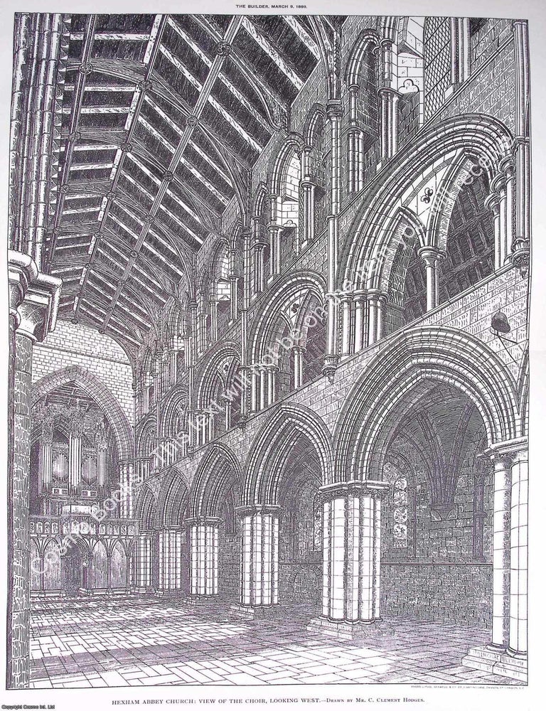 Item #632799 1889 : Hexham Abbey Church. An original page from The Builder. An Illustrated Weekly...