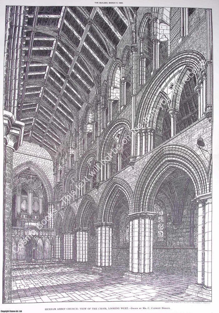 Item #632799 1889 : Hexham Abbey Church. An original page from The Builder. An Illustrated Weekly...