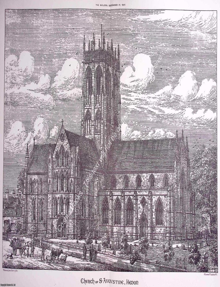 Item #632911 1887 : Church of St. Augustine, Hedon. An original page from The Builder. An...