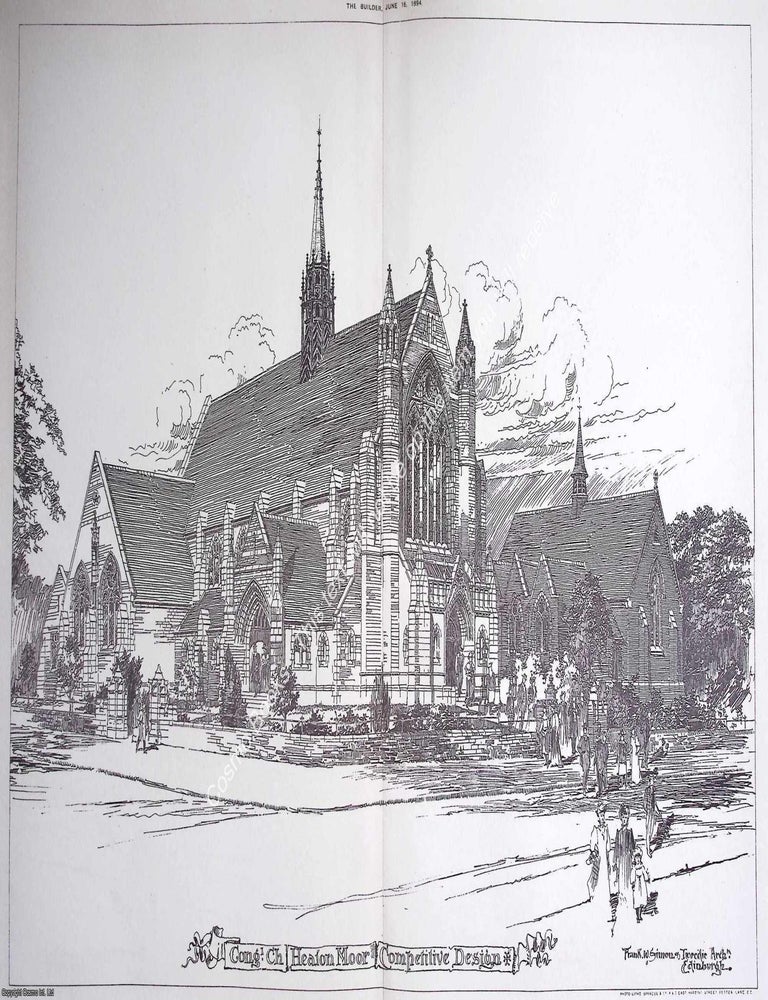 Item #632924 1894 : Heaton Moor Church Design. Messrs. Frank W. Simon and Tweedie, Architects. An...