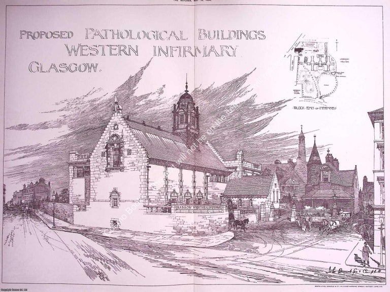 Item #632928 1894 : Pathological Buildings, Western Infirmary, Glasgow. An original page from The...