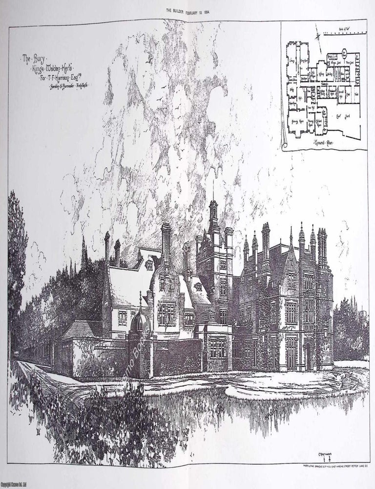 Item #632934 1894 : The Bury, Kings Walden, Herts for T. F. Harrison. Messrs. Beeston and...