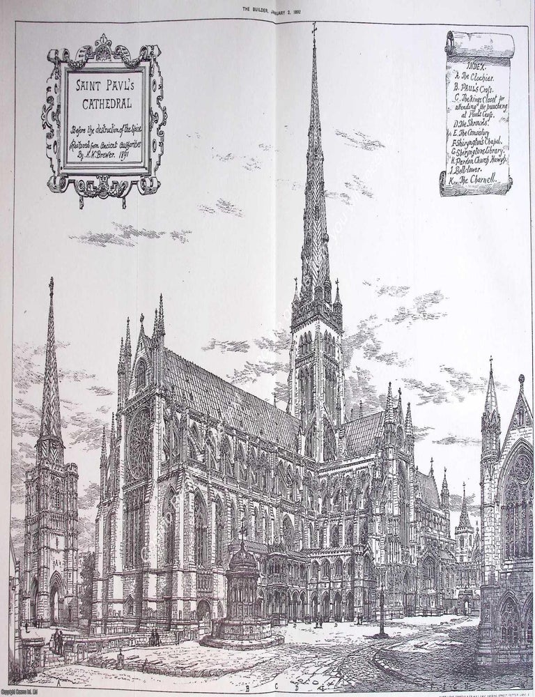 Item #633003 1892 : Saint Paul's Cathedral. An original page from The Builder. An Illustrated...