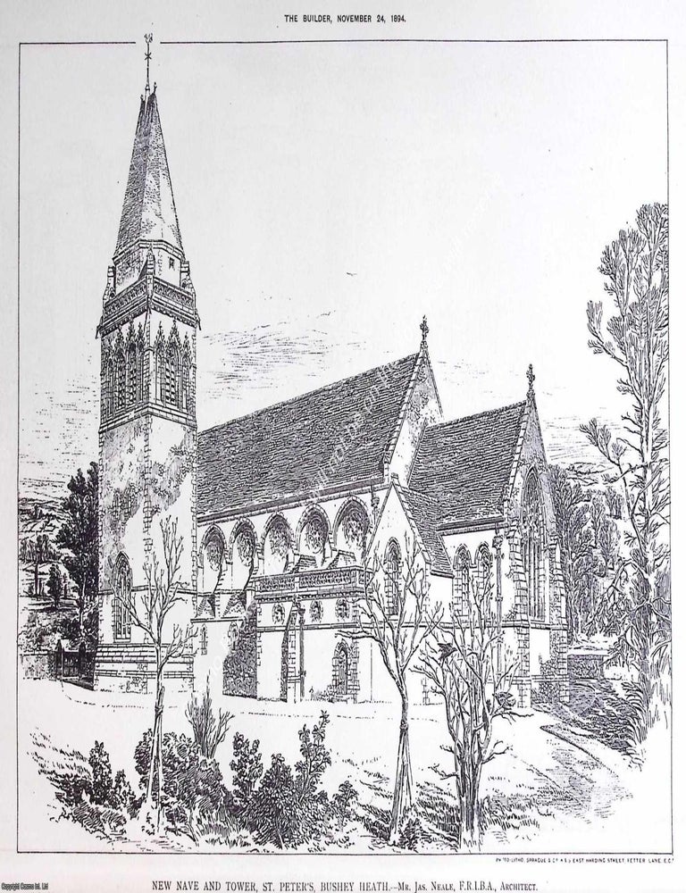Item #633005 1894 : Nave and Tower, St. Peter's, Bushey Heath. Jason Neale, Architect. An...