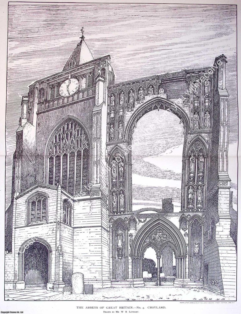 Item #633015 1894 : The Abbeys of Great Britain: Croyland. An original page from The Builder. An...