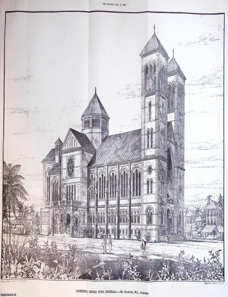 Item #633064 1881 : Cathedral, George Town, Demerara. Blomfield, Architect. An original page from...
