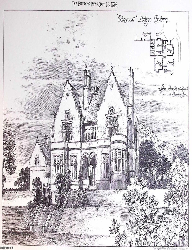 Item #633084 1893 : Edinscourt, Disley, Cheshire. John Brookes, Architect. An original page from...