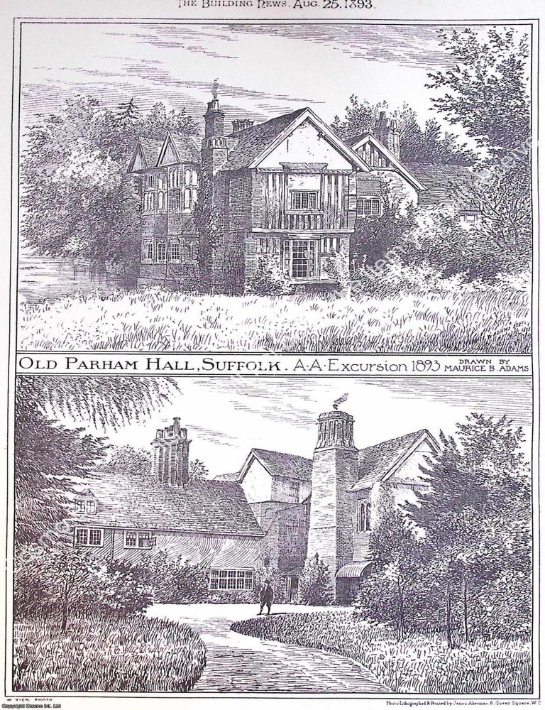 Item #633087 1893 : Old Parham Hall, Suffolk. An original page from The Building News. An...