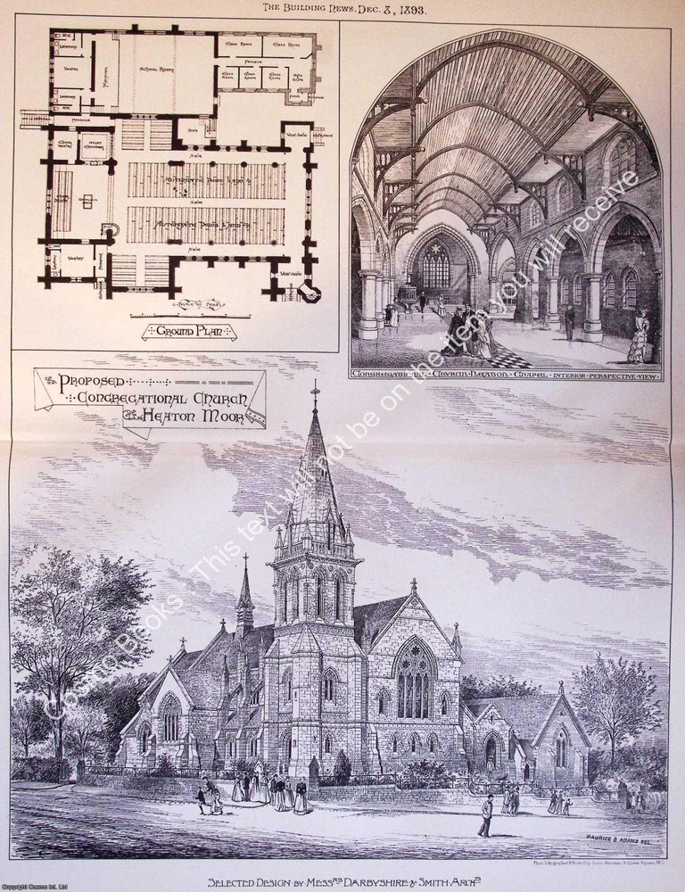 Item #633096 1893 : Congregational Church, Heaton Moor. Messrs. Darbyshire and Smith, Architects....