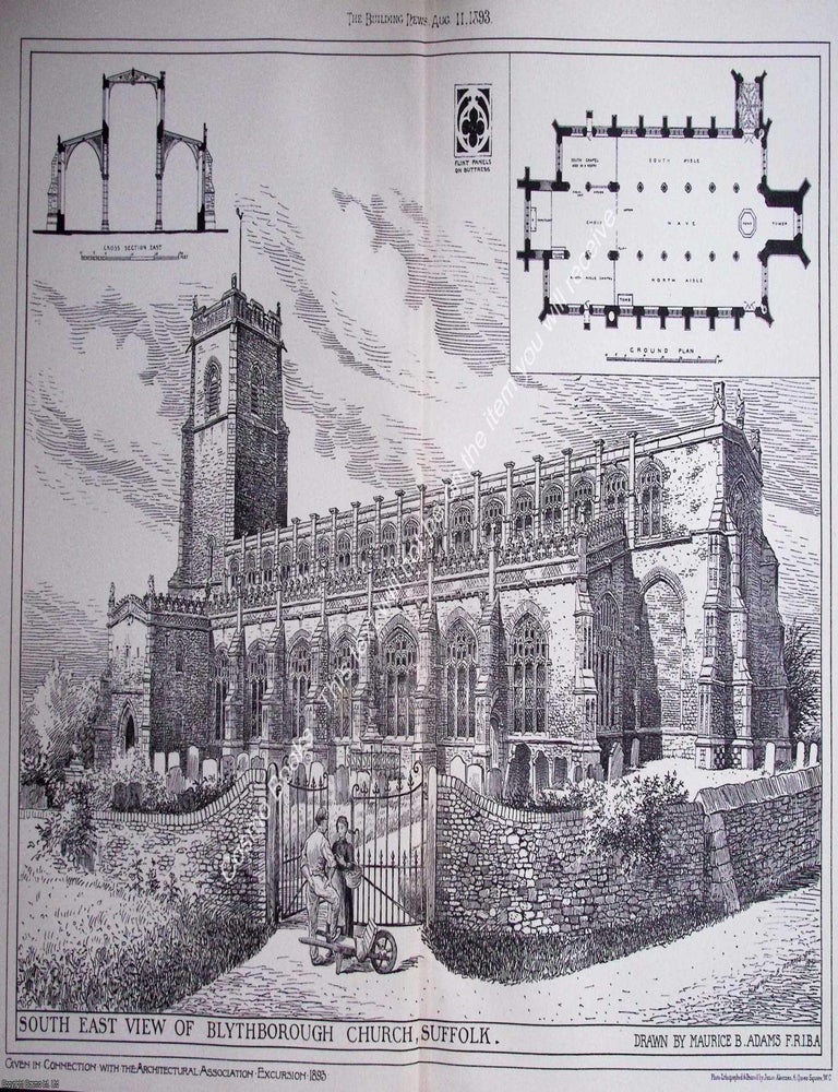 Item #633107 1893 : South East View of Blythborough Church, Suffolk. Maurice B. Adams, Architect....