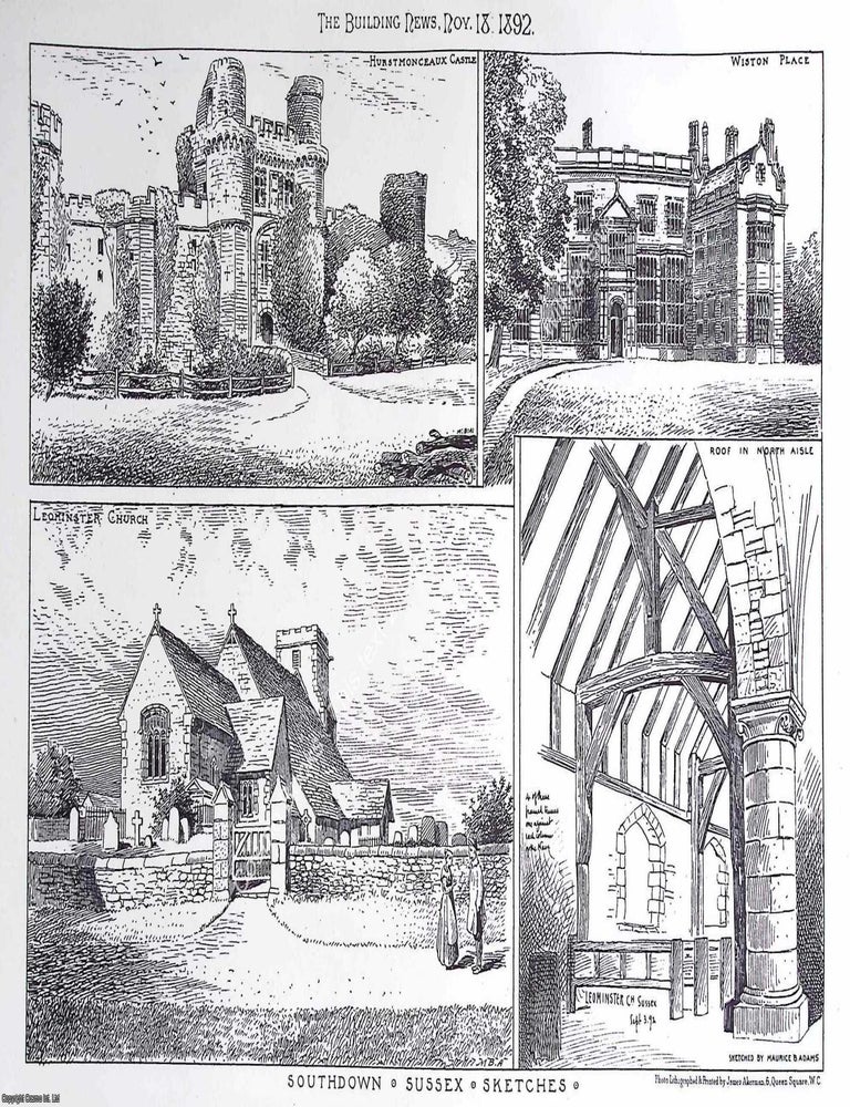 Item #633113 1892 : Southdown, Sussex Sketches by Maurice B. Adams. An original page from The...