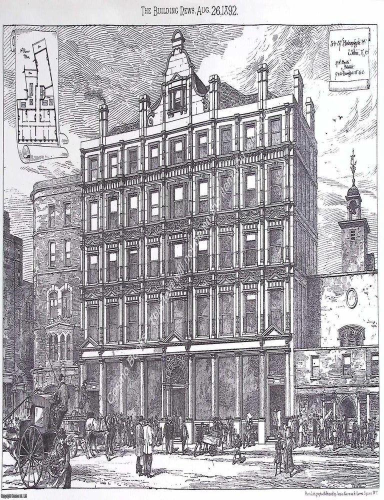 Item #633128 1892 : No. 54-57 Bishopsgate Street. T. H. Smith, Architect. An original page from...