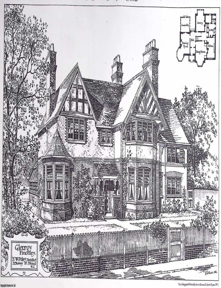 Item #633134 1892 : Glenroy, Finchley. E. W. Poley, Architect. An original page from The Building...