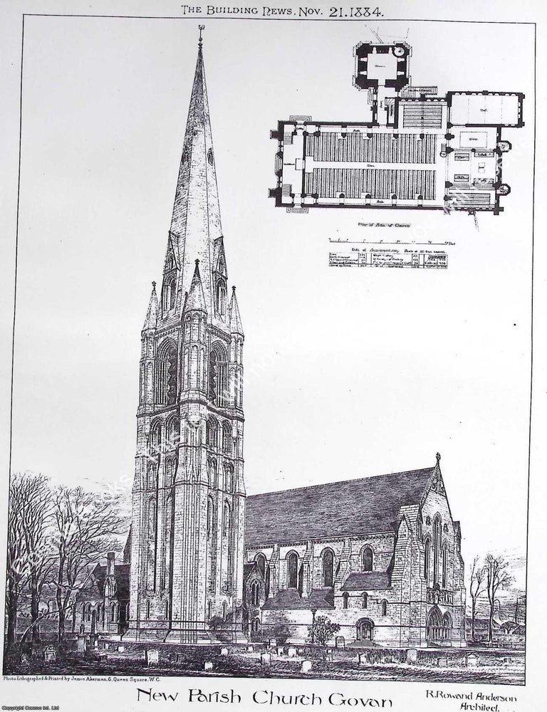 Item #633164 1884 : Parish Church, Govan. R. Rowand Anderson, Architect. An original page from...