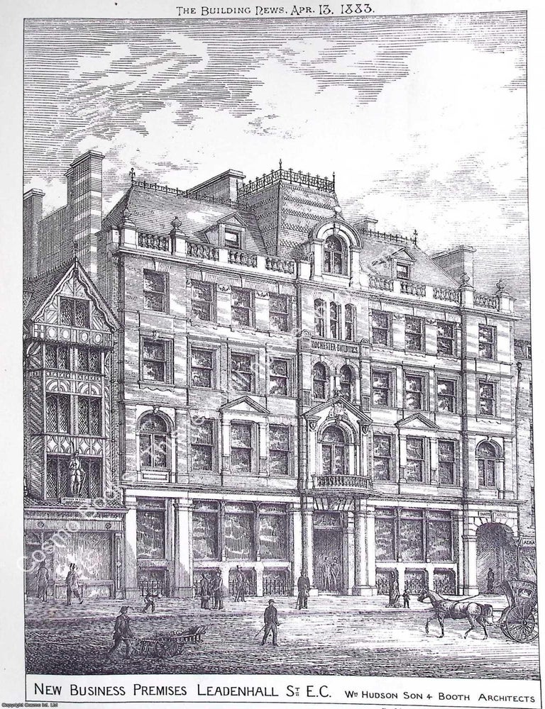 Item #633233 1883 : Business Premises, Leadenhall Street. Messrs. William Hudson, Son and Booth,...