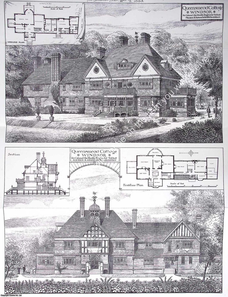 Item #633266 1883 : Queensmead Cottage, Windsor. Maurice B. Adams, Architect. An original page...