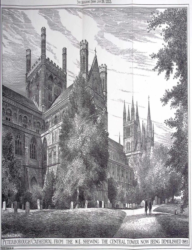 Item #633271 1883 : Peterborough Cathedral from The N. E. Showing The Central Tower. An original...