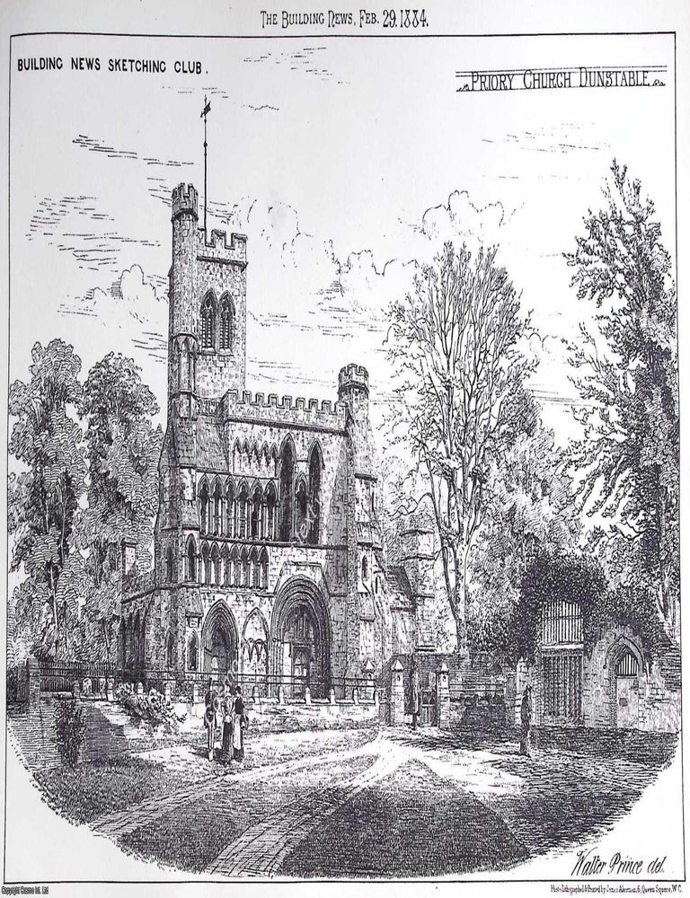 Item #633291 1884 : Priory Church, Dunstable. An original page from The Building News. An...