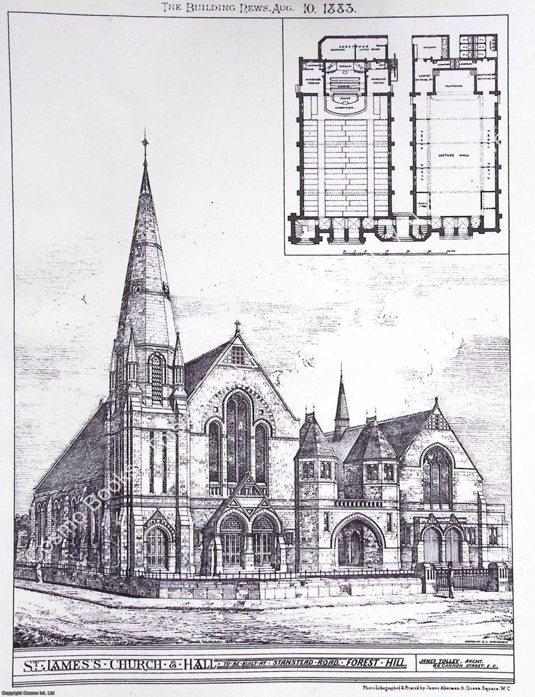Item #633346 1883 : St. James's Church and Hall to be Built at Stanstead Road, Forest Hill. James...
