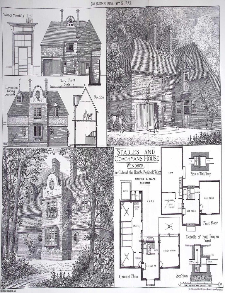 Item #633368 1883 : Stables and Coachman's House, Windsor for Reginald Talbot. Maurice B. Adams,...