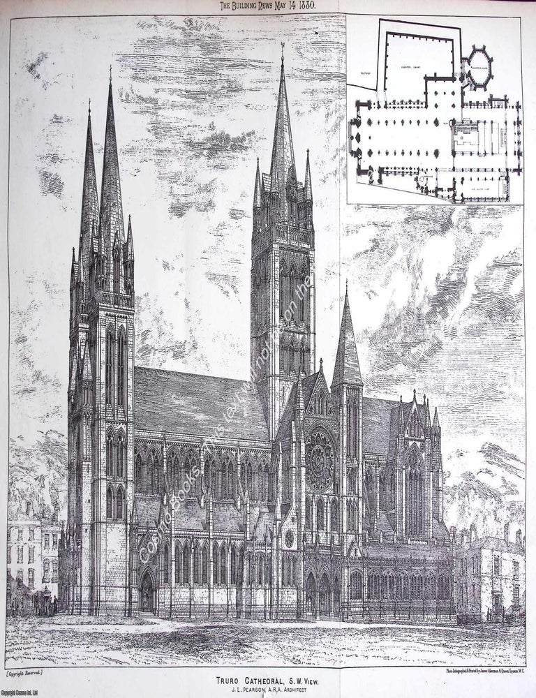 Item #633401 1880 : Truro Cathedral, South West View. J. L. Pearson, Architect. An original page...