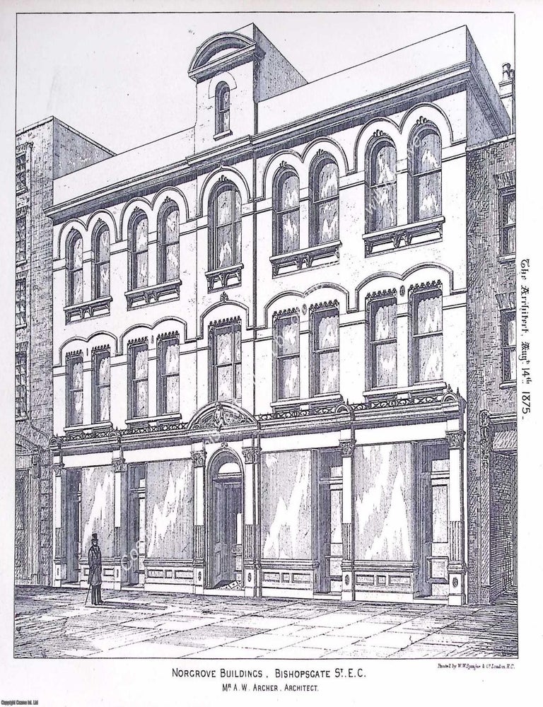 Item #633855 1875 : Norgrove Buildings, Bishopsgate Street. A. W. Archer, Architect. An original...
