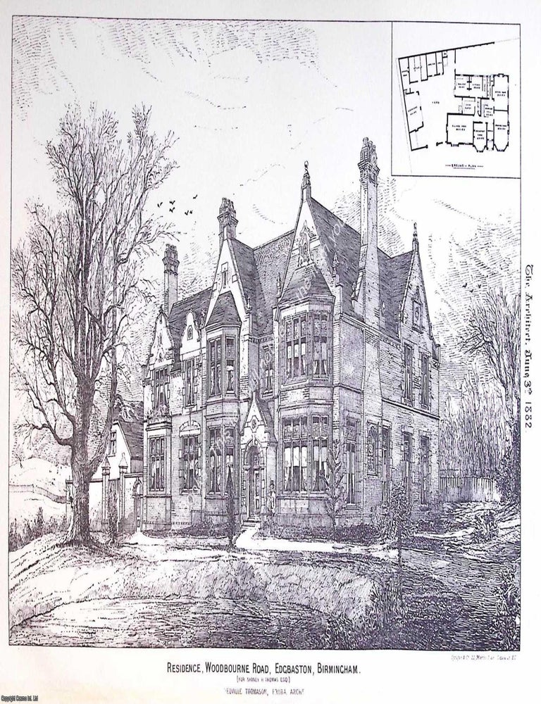 Item #633916 1882 : Residence, Woodbourne Road, Edgbaston, Birmingham. Yeoville Thomason,...