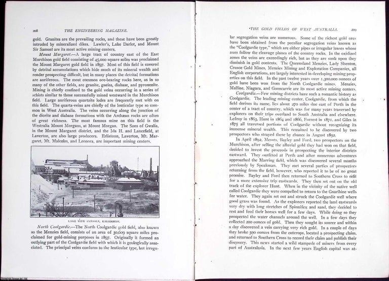 Item #633994 West Australia Gold Fields. An original article from The Engineering Magazine, 1909....