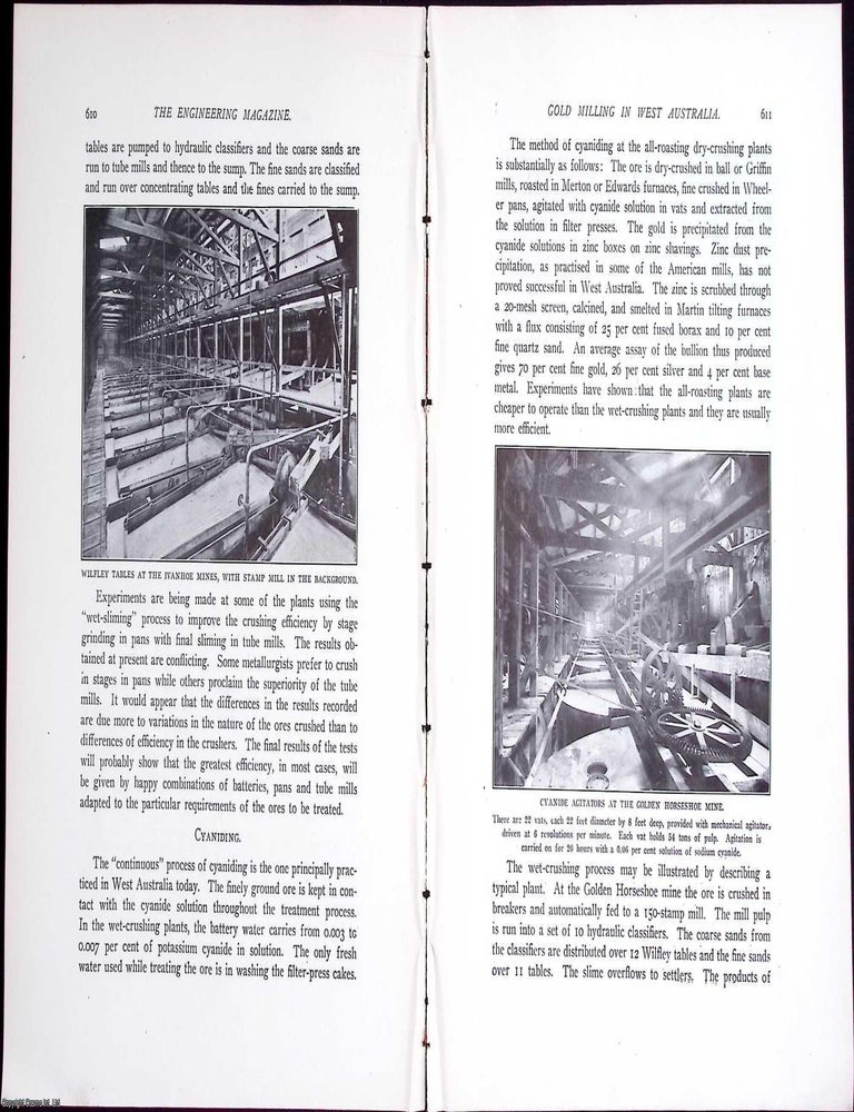 Item #633996 West Australia; Metallurgical Practice in The Gold Fields. An original article from...