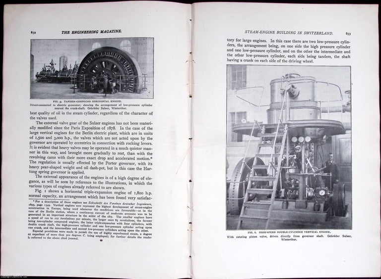 Item #634019 Switzerland; Steam Engine Building. An original article from The Engineering...