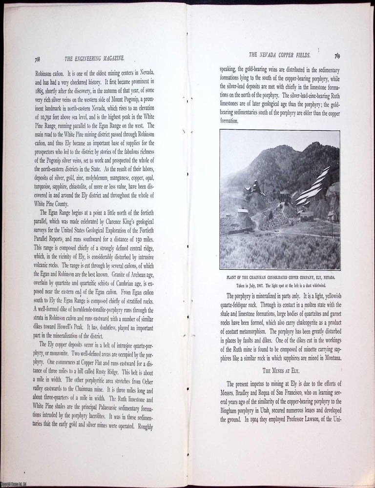 Item #634053 Nevada Copper Fields. An original article from The Engineering Magazine, 1908. A....