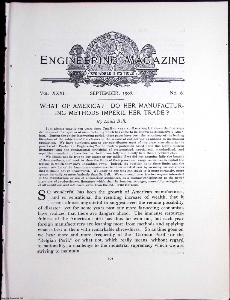 Item #634071 America; What of? Do Her Manufacturing Methods Imperil Her Trade?. 8 pages, text...