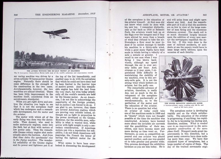 Item #634097 Aeroplane, Motor or Aviator? 6 pages, illustrated. An article printed in 1913,...